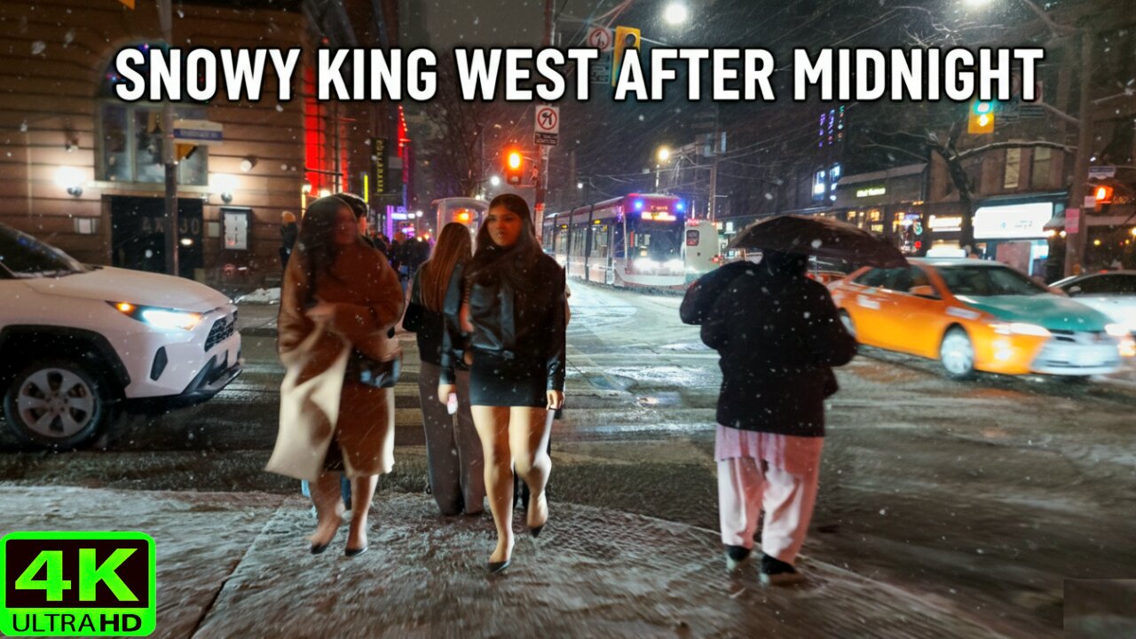 【4K】Snowy Saturday Night in Toronto ❄️ Winter Nightlife After Midnight