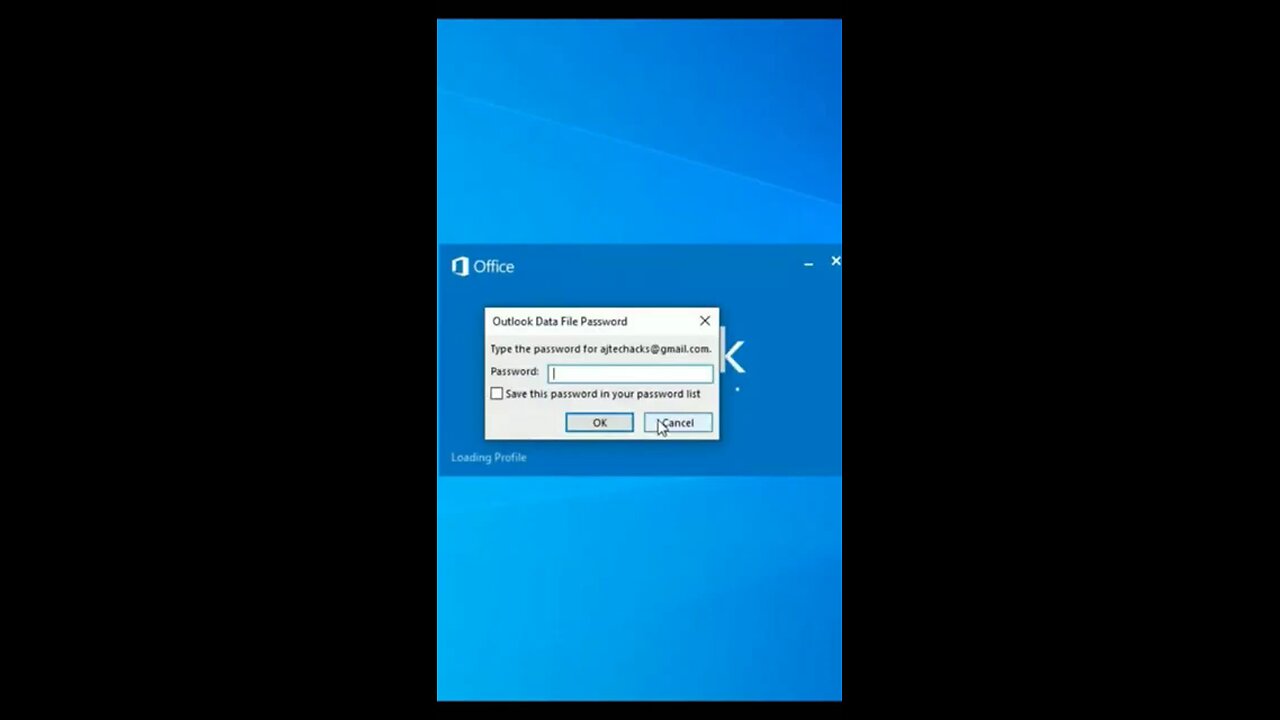 recover password in Outlook