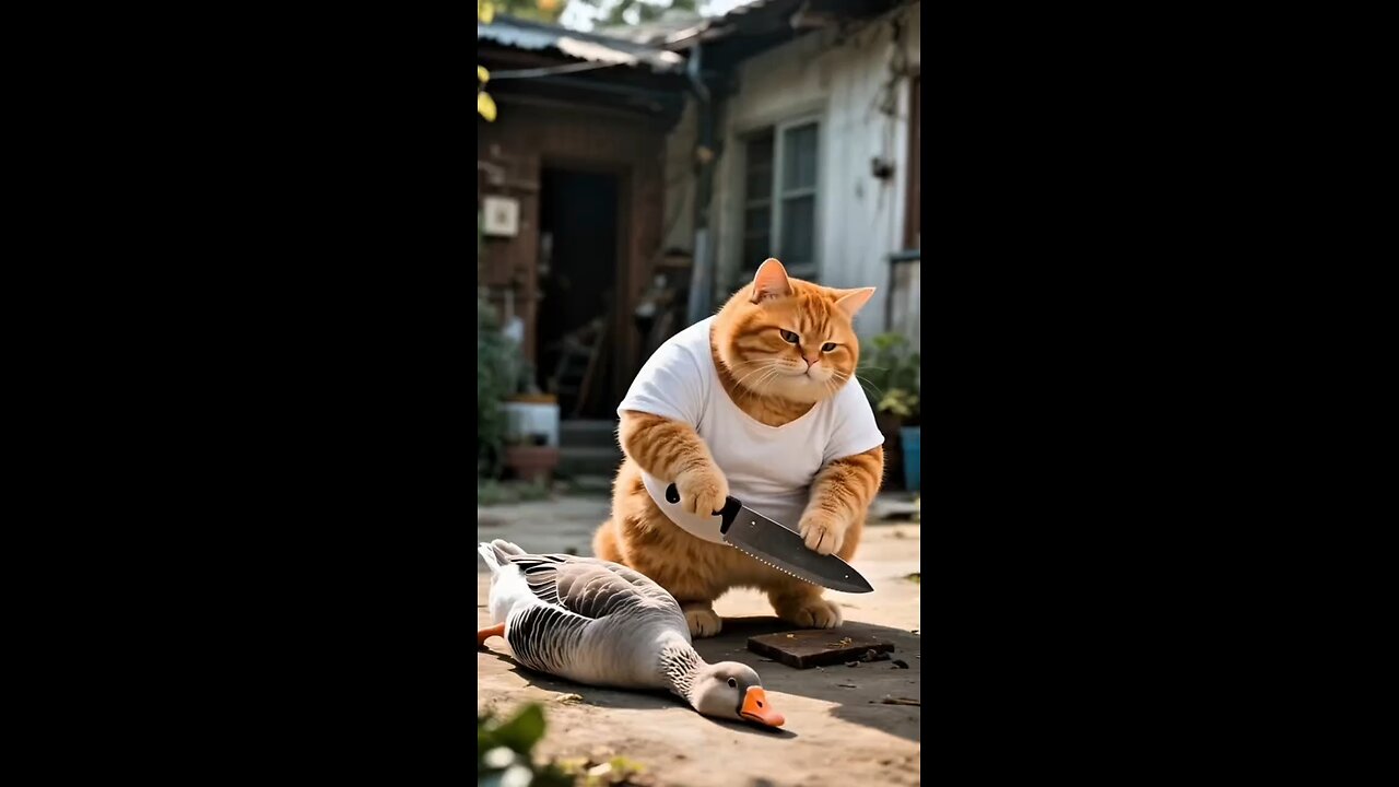 This cat is a "cat chef"! His knife skills are incredible, and his serious expression seems to be sa