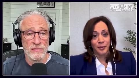 Jon Stewart can't hide his reaction when Kamala Harris makes INSANE claim about Biden