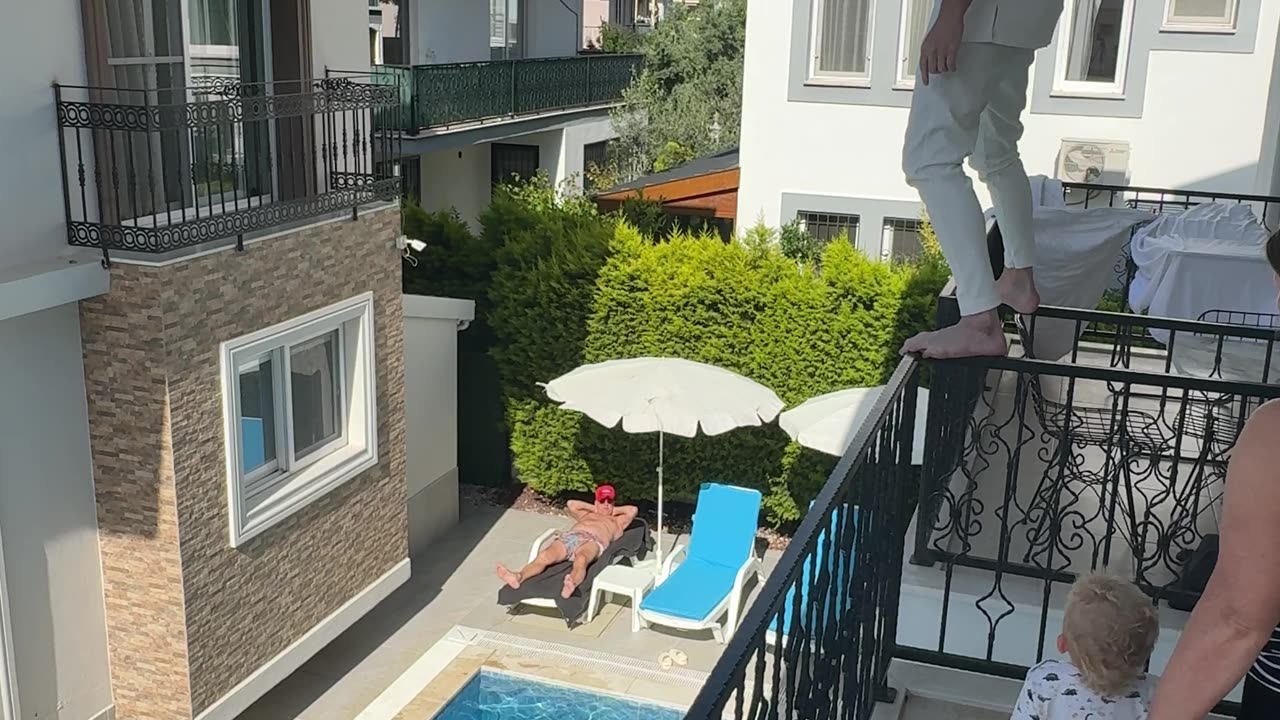 Balcony Jump into Pool