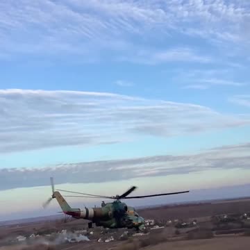 Pair of Ukrainian Mi-24s Somewhere Over Eastern Ukraine