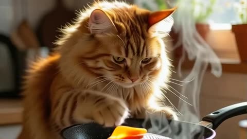 CAT COOKING FISH