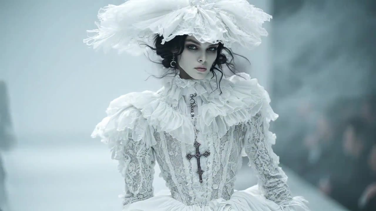 【Pure White Gothic】: The hem devours all color and heartbeats❄️