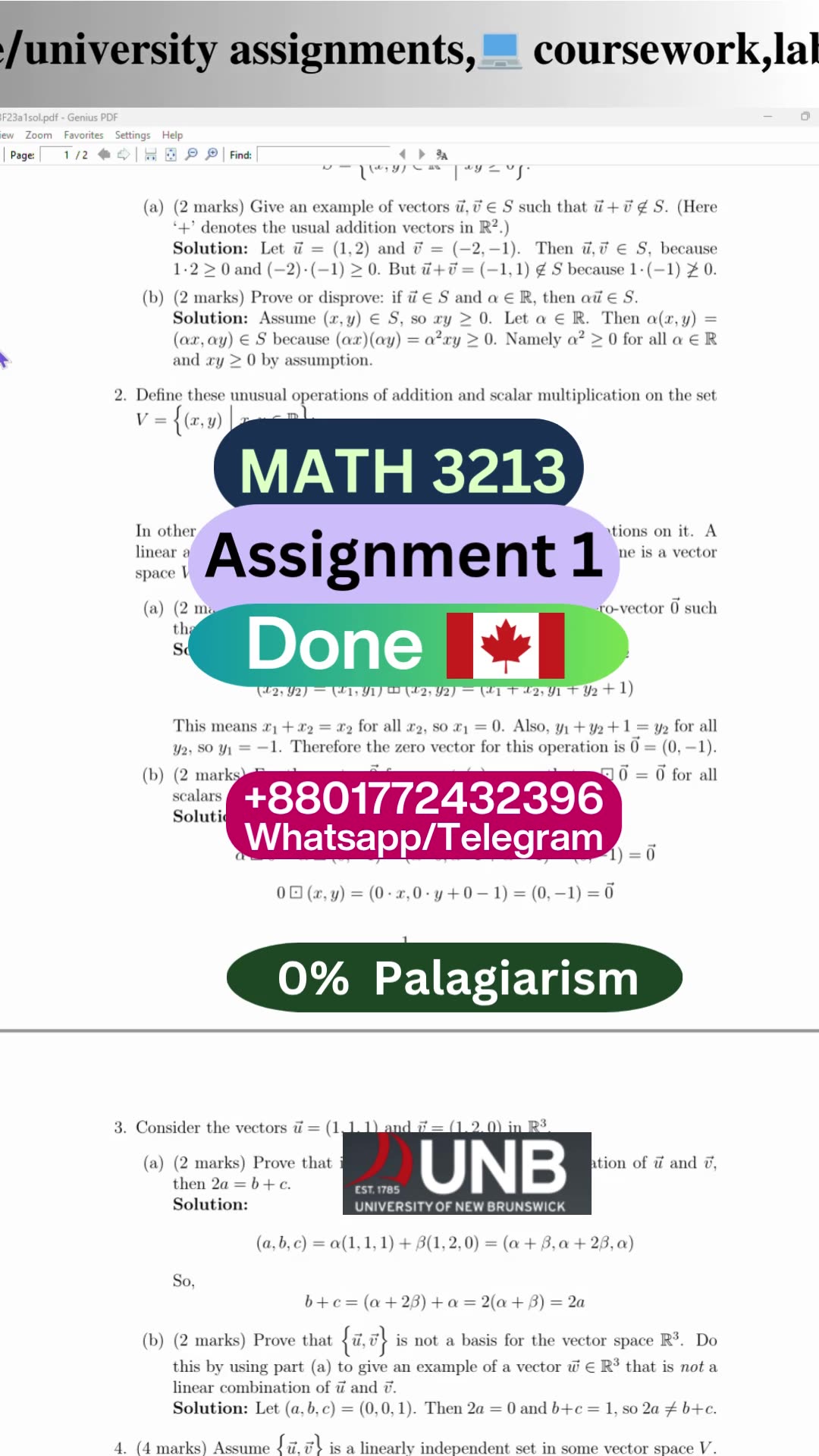 Student Work (Exam) | MATH3213 Macroeconomics Assignment | University of New Brunswick