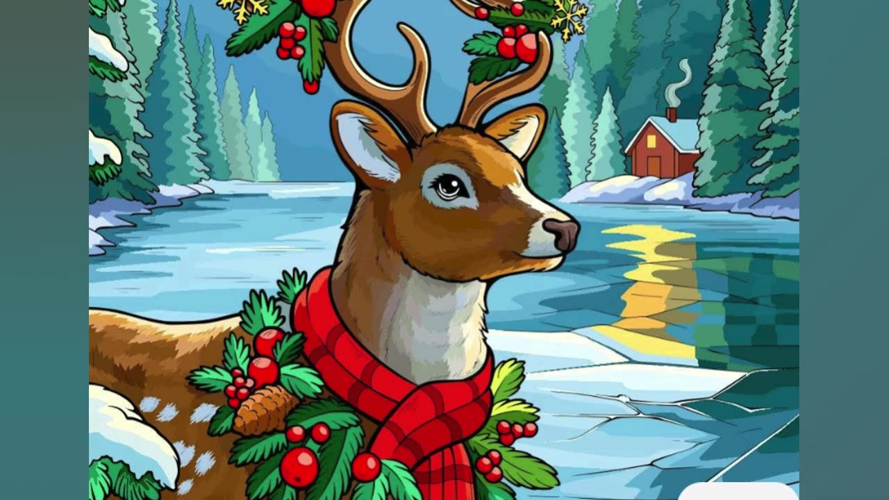 Festive Deer by a Snowy Forest Lake Styled in Holiday Decorations