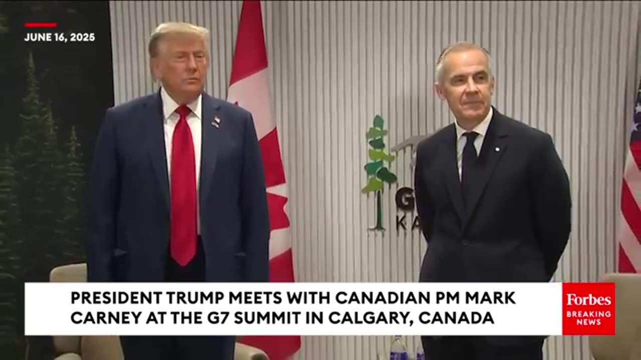 Trump Takes Several Questions From Reporters During Meeting With Canada's Carney | G7