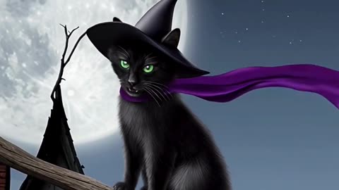 Witch-Kitty Rides the Broom 🧹😺 | Halloween Cat Magic #Shorts