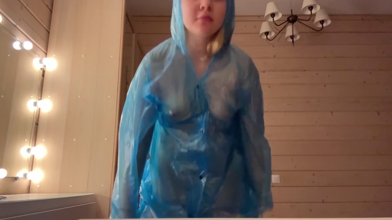 [4K USA] BRIGHT Blue RAINCOAT_ TRANSLUCENT _ COMFY TRY ON HAUL _ SOFT LOOK FOR RAINY DAYS