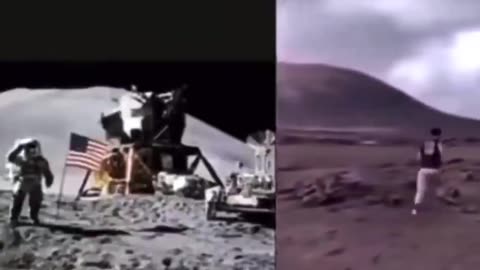 How did the guy on the right go to the moon without a rocket and a space suit