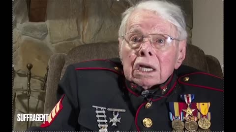 World War II veteran Carl Dekle weeps as he discusses modern life in USA