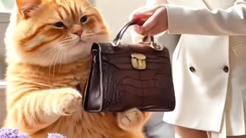 An orange cat meets a Baby Polar Bear _pet _cat _funnycats _cats(1080P_HD)(720P_60FPS)