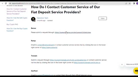 How to Contact the Support of Fiat Gateaway Service Providers | #BYDFi Official Guide