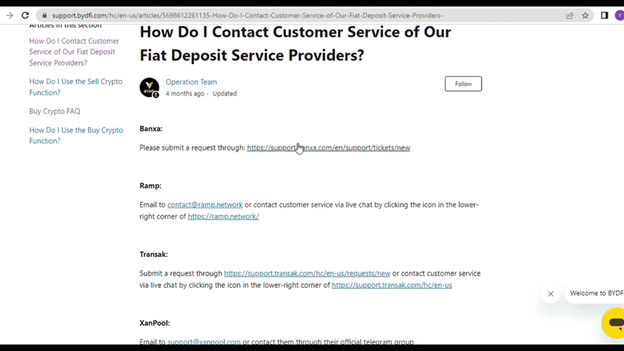 How to Contact the Support of Fiat Gateaway Service Providers | #BYDFi Official Guide