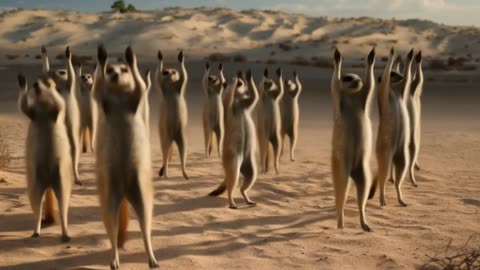 Desert Dance Surprise: Meerkat Flash Mob Caught on Camera!