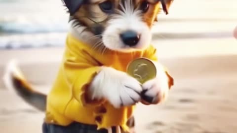 A poor Puppy wants to ride in a boat