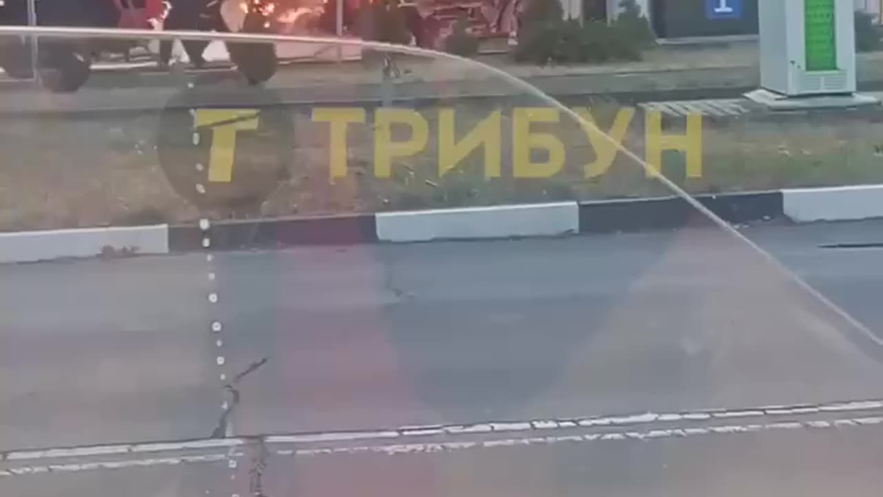 Drone Hits a Military Truck at a Gas Station in Occupied Severodonetsk