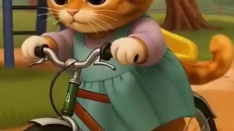 cat is riding a bicycle 🚲