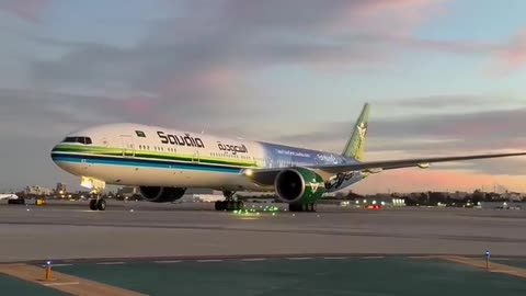 Saudia Airlines Boeing 777-300ER in a cool Formula E livery