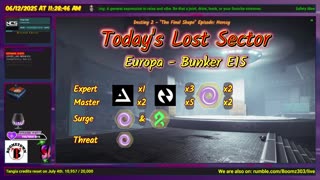 Destiny 2: 6-12-25 Bunker E15 is the Lost Sector. Void/Strand Surge.