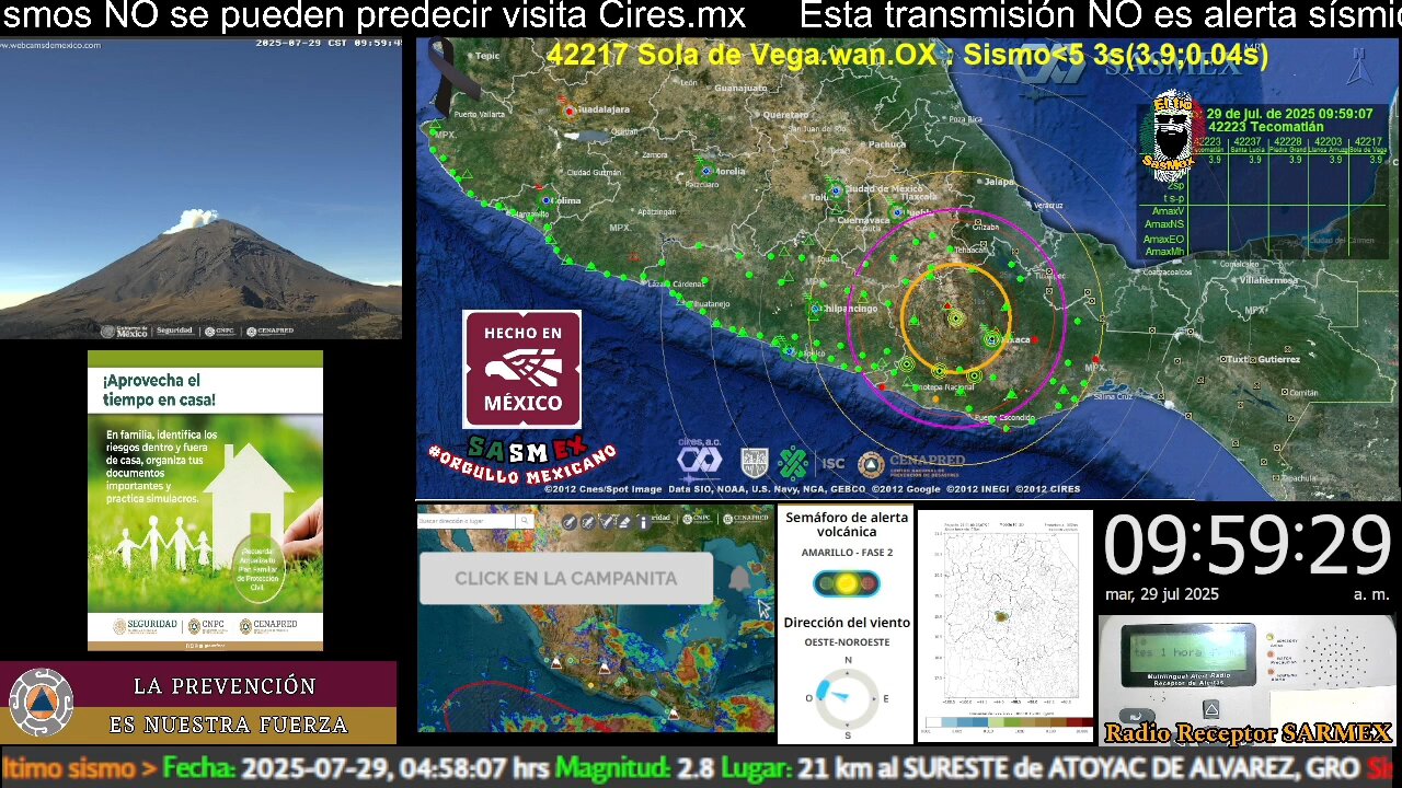 SISMO Magnitud 4.5 a 31 km al NOROESTE de STA MARIA ATZOMPA, OAX 29/07/25 09:58:52 #noameritoalerta