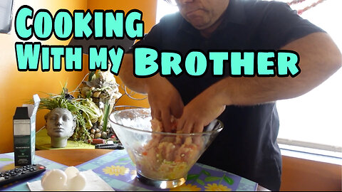 Cooking Albondigas9Mexican soup) with my brother in California