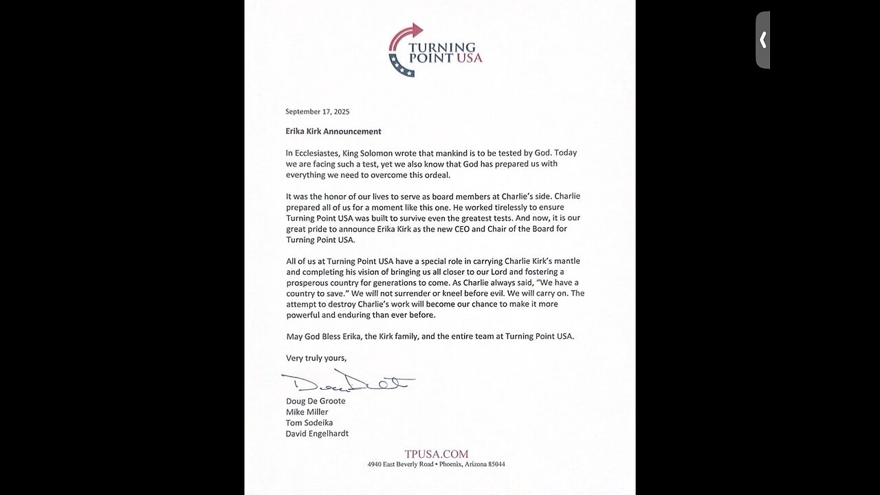 Ericka Kirk's Announcement