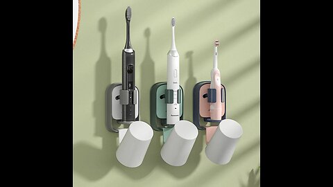Wall-Mounted Electric Toothbrush Holder, with Cup Holder, Fits Most Electric Toothbrushes (2-Pack)