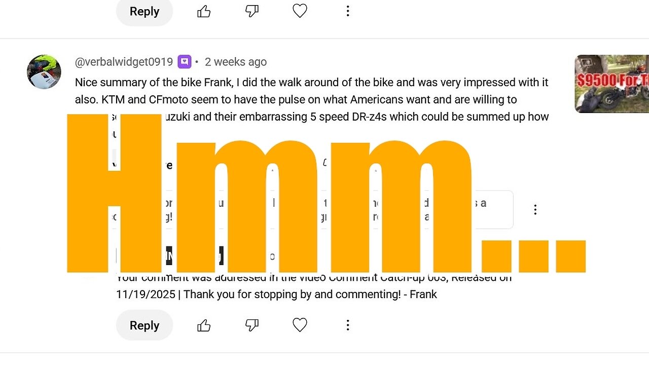 Comment Catch-Up BONUS