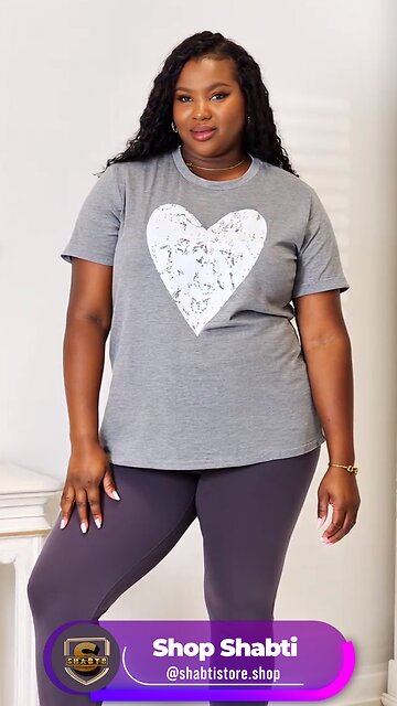 Simply Love Heart Graphic Cuffed Short Sleeve T-Shirt💜