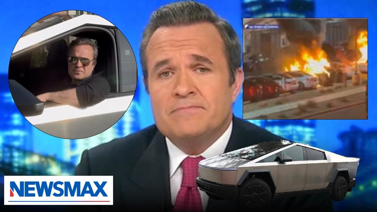 Greg Kelly stunts in new Cybertruck while the left sets Teslas on fire