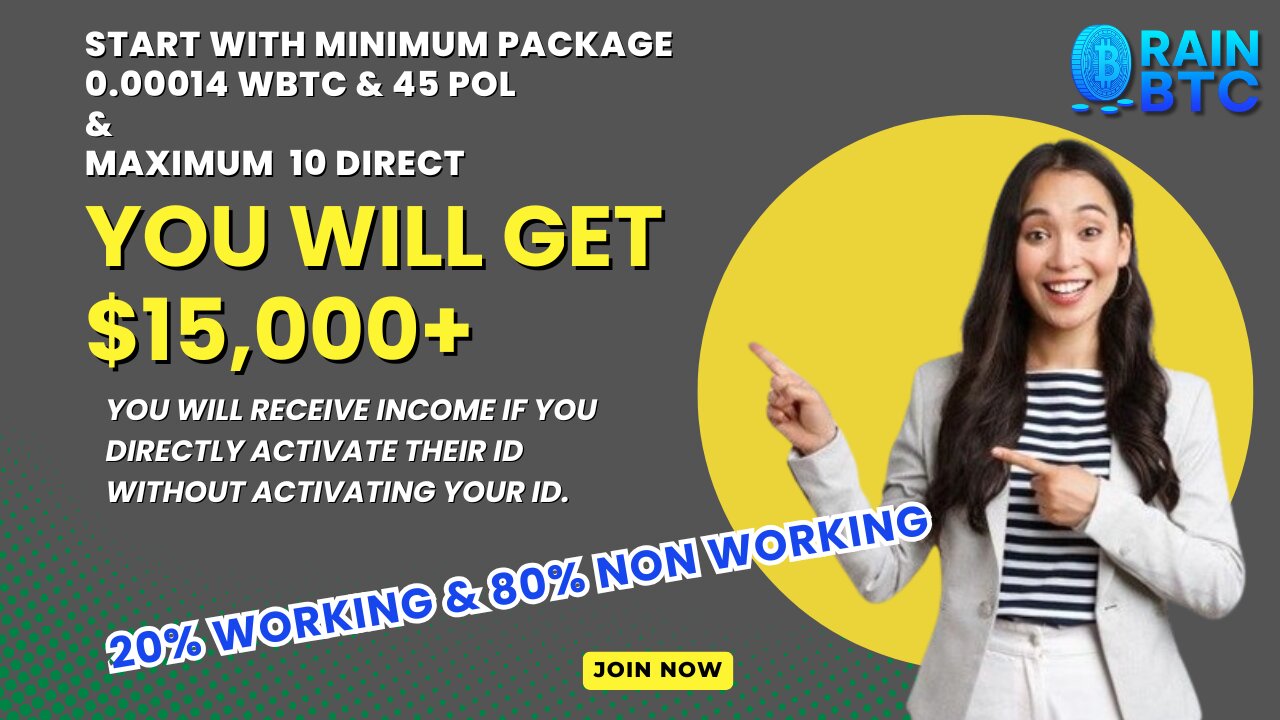 English plan share Rain BTC | Join Rain BTC you will earn Bitcoin & POL