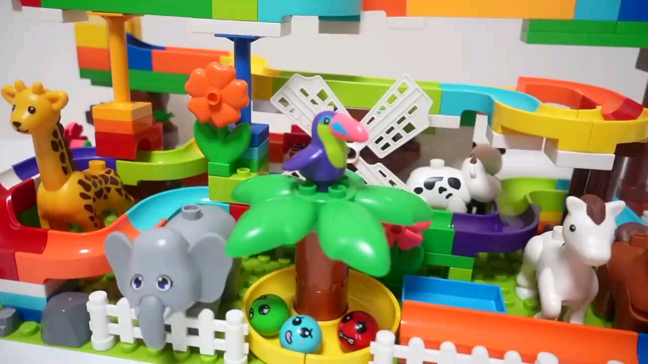 Marble Run ASMR Race ☆ HABA Slope & Dump Truck Excavator Ambulance Forklift Garbage Truck Tractors