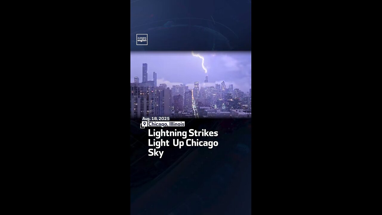 Lightning streaks across the Chicago skyline during an electrical storm that hit the city. The Natio