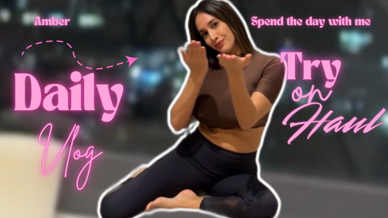 4K Brown Crop Top with Black Leggings Try on Haul with Amber | Yoga Stretch🥵