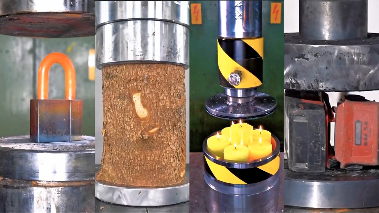#Hydraulic_Piston_vs_Wood_and_Explosion_Device_ASMR💀🔥