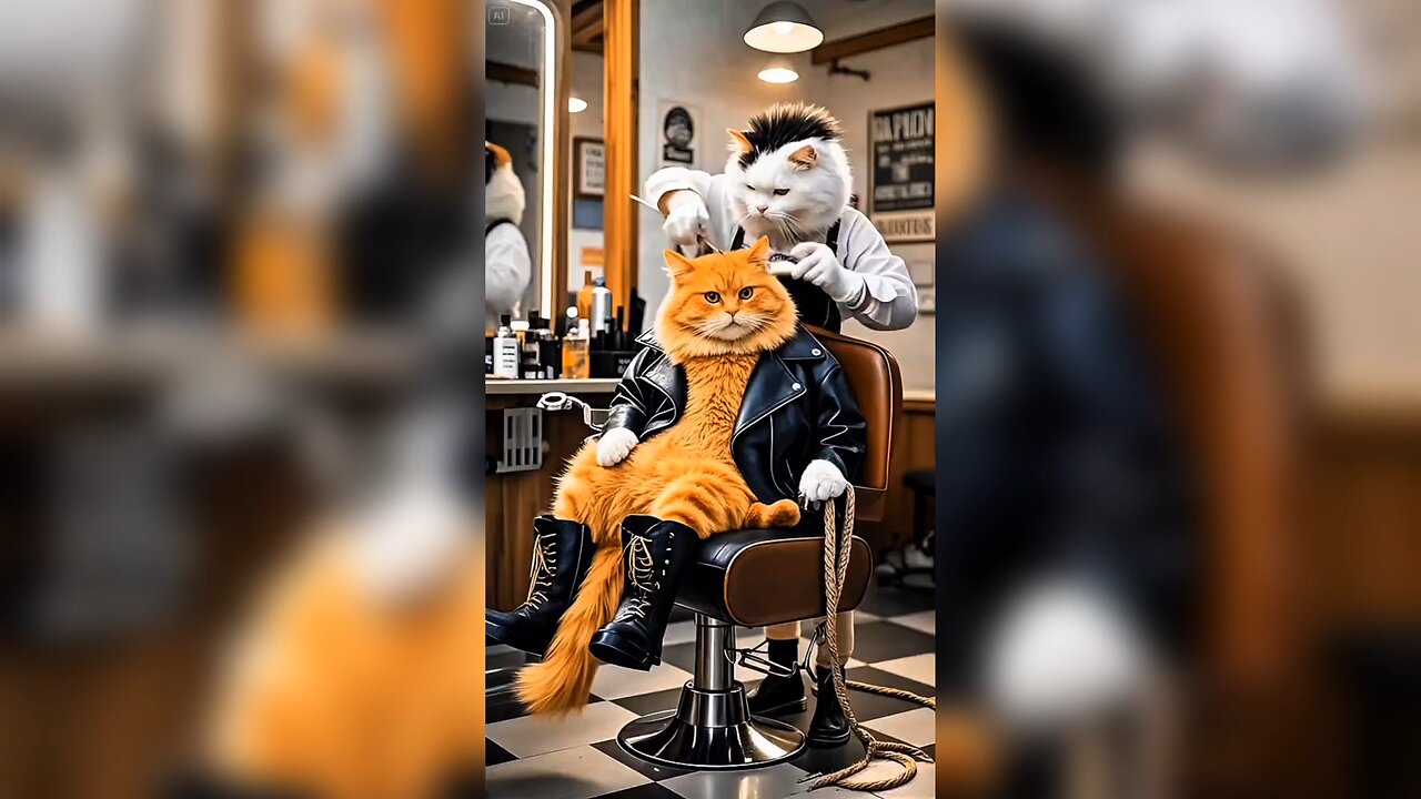 Cat in barbershop