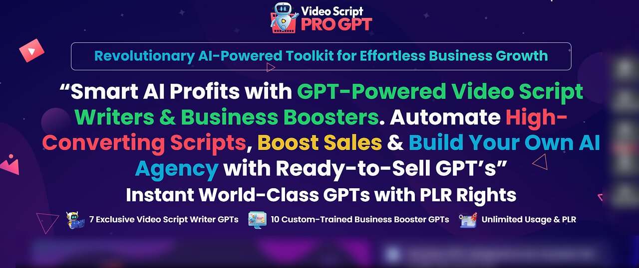 Create compelling video scripts with 'Video Script Pro GPT', an AI tool that gives you PLR rights