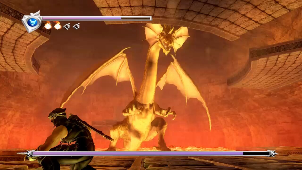 Fighting a skyrim ahh dragon in Ninja Gaiden Black (Xbox One)