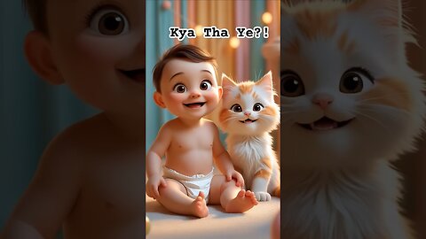 Baby and Kitten Get a Funny Surprise! | Fart Reaction Moment