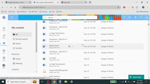 Looking for a file opened previously in Microsoft Office 365 to use in Microsoft SharePoint