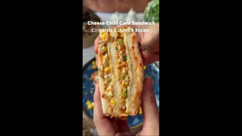 recipe of cheese chilli corn sandwich 🥪😋# Cooking recipes