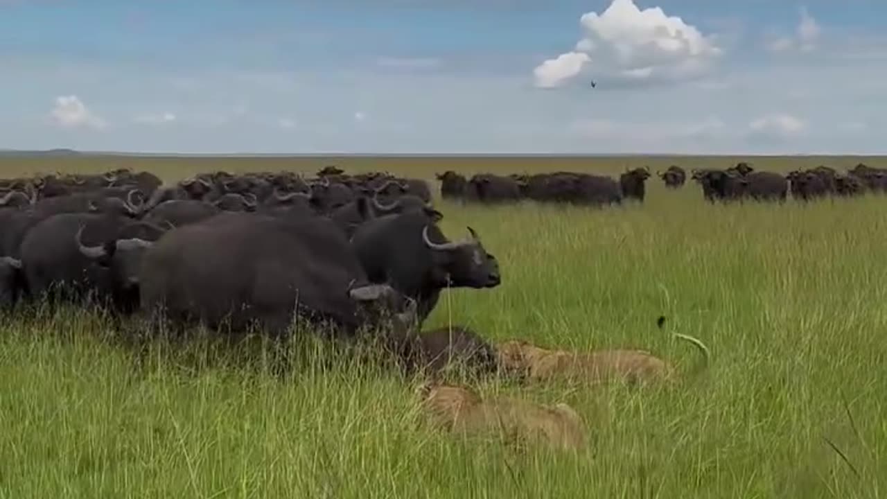 African buffalo vs lion