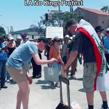 Protestors in LA set up a guillotine Cheeto scene