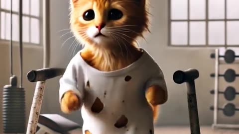 Poor cat was beaten by big cats