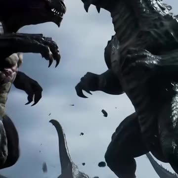 Epic Fantasy Battle: Colossal Monsters Clash Under Stormy Skies