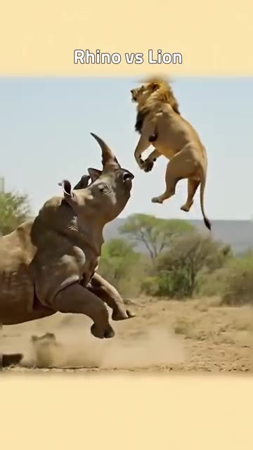 Rhino vs Lion #animals #Rhino #Lion