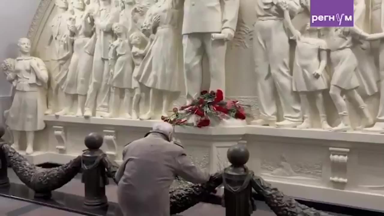 80 Year-Old Men Bring Flowers to a Stalin Monument