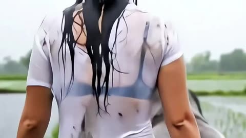 A Woman and a Gorilla Walking in the Heavy Rain #rain #asmr