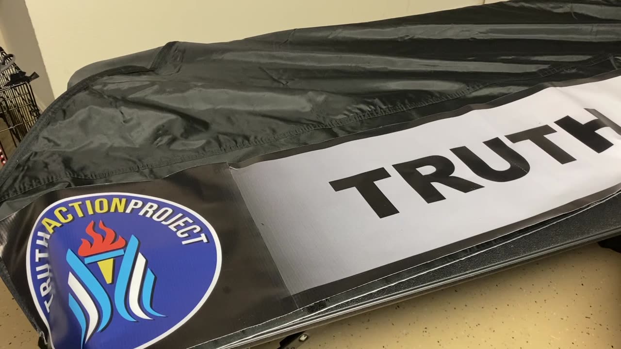 Truth Booth Assembly - Attaching 10 ft. Banner to canopy